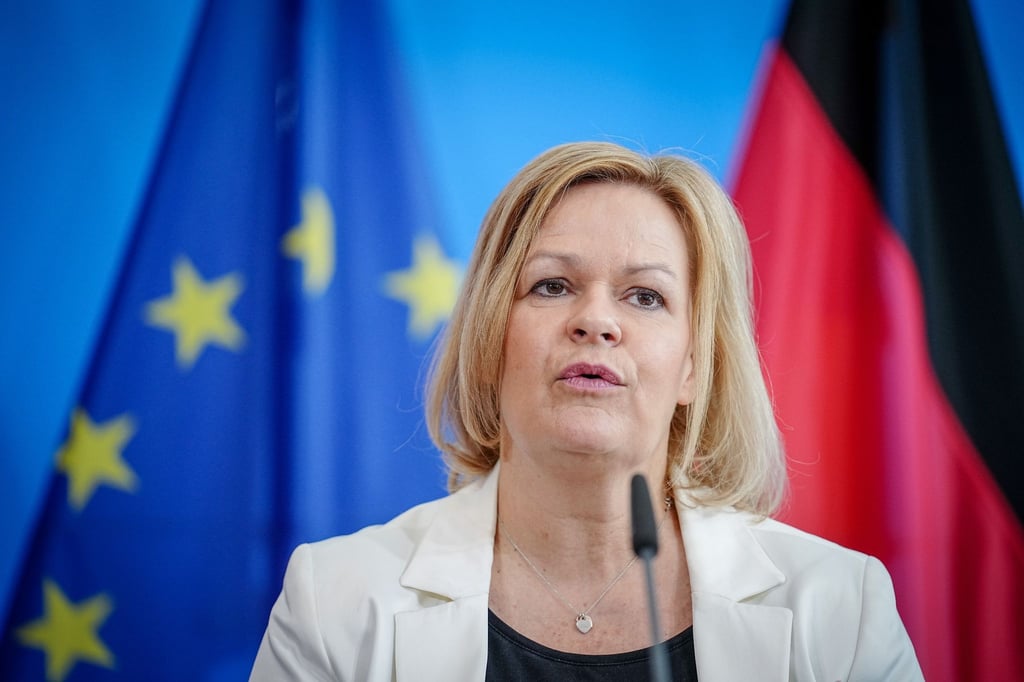 Nancy Faeser (SPD), Bundesministerin für Inneres und Heimat, bei einer Pressekonferenz in Berlin.