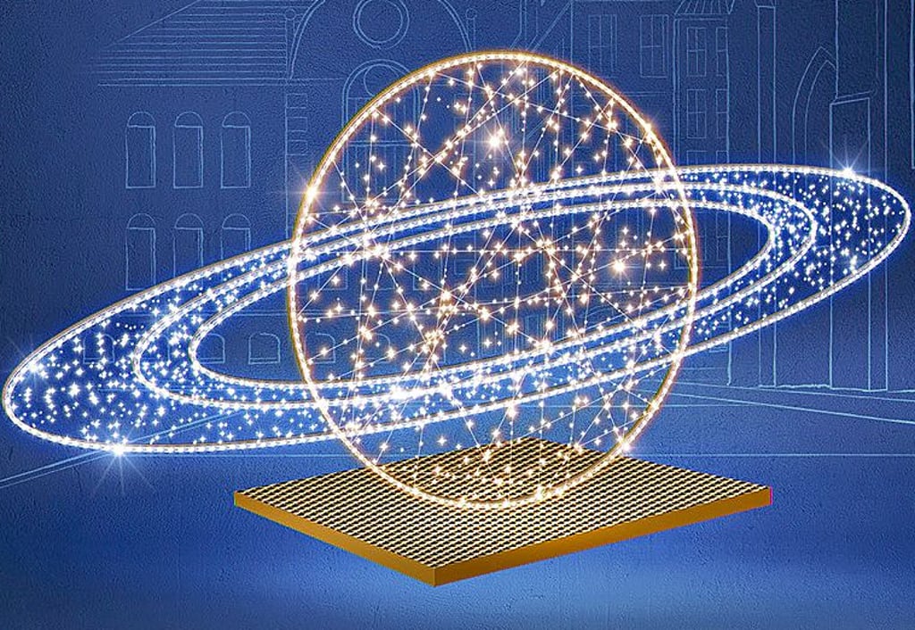 Unter den Vorschlägen ist auch ein vier Meter langes und zwei Meter hohes Leuchtelement, das den Saturn in 2D-Optik darstellt.