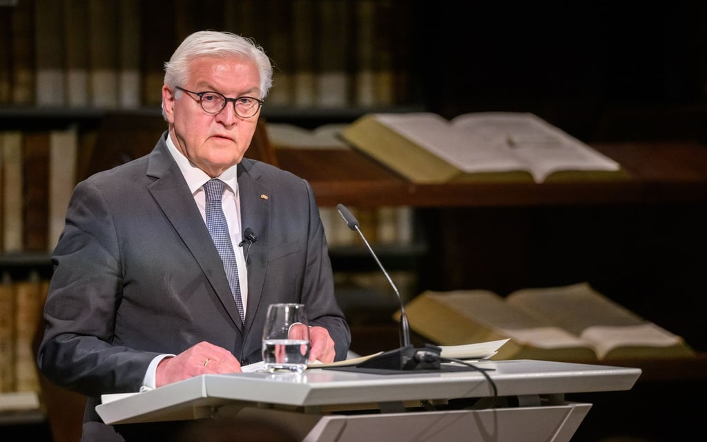 Bundespräsident Frank-Walter Steinmeier beim Festakt zu 450 Jahre Herzog August Bibliothek in Wolfenbüttel.