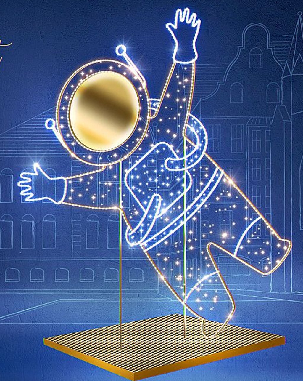 Ein Kosmonaut, durch dessen Helm man den Kopf stecken kann, ist eine weitere Idee für ein Lichtelement.