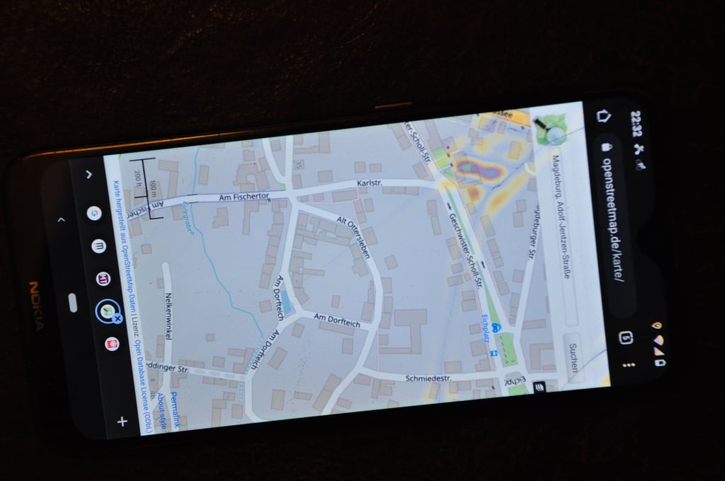 Karte am Smartphone mit dem Ausschnitt einer Karte des Magdeburger Stadtteils Ottersleben.