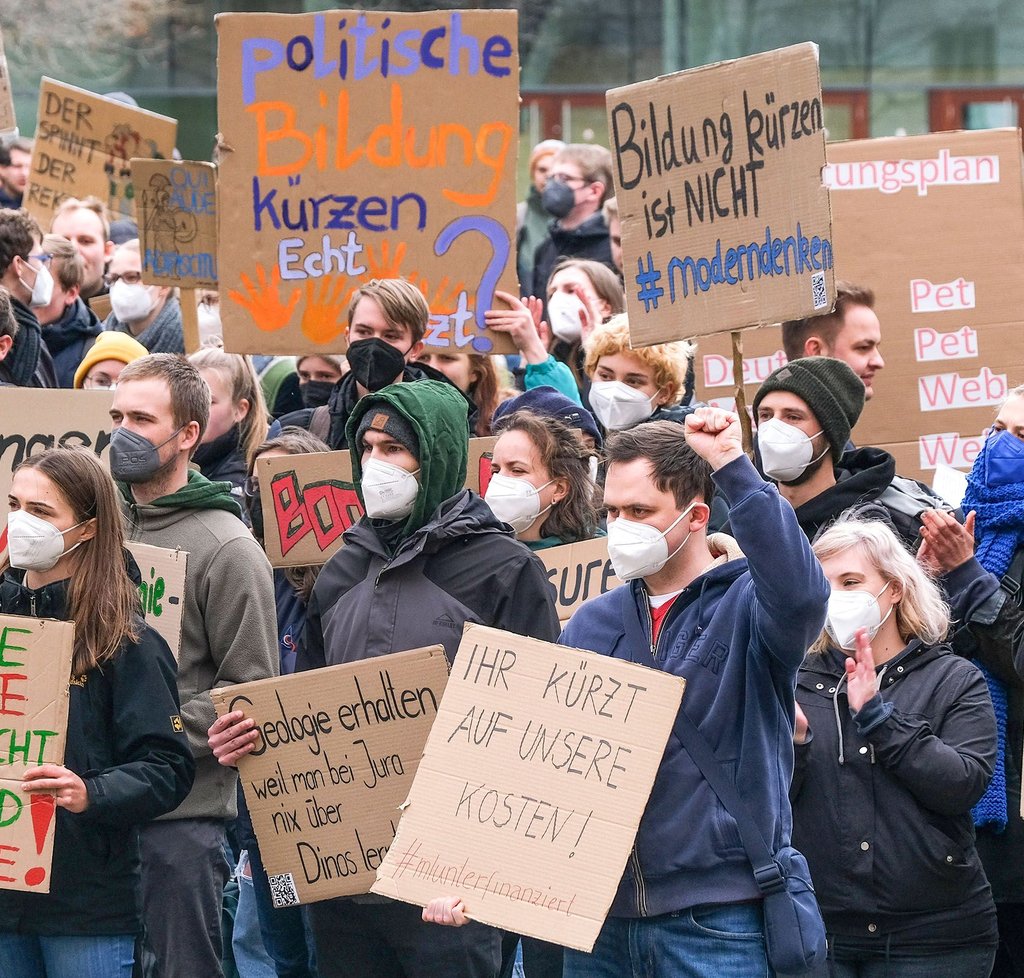 Gegen Einsparungen an der Uni Halle gab es wiederholt Proteste.