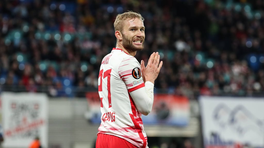 Zitterspiel gegen Atalanta Bergamo: Konrad Laimer will mit RB Leipzig ins Halbfinale.