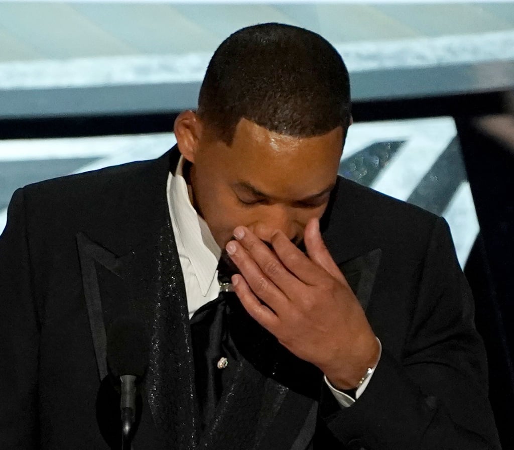 Will Smith weint, als er als bester Schauspieler für seine Rolle in dem Film „King Richard“ mit einem Oscar ausgezeichnet wird.