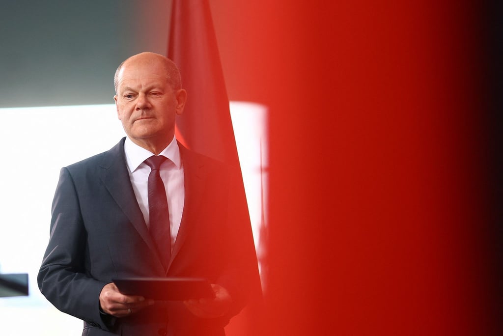 Bundeskanzler Olaf Scholz nach einer Telefonschaltkonferenz mit US-Präsident Biden und europäischen Verbündeten zur Lage in der Ukraine.