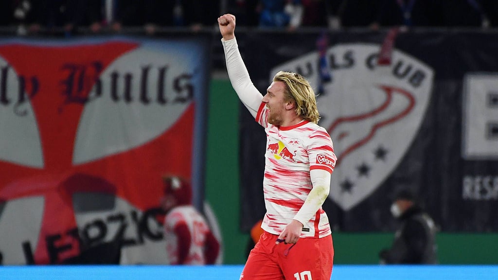 Emil Forsberg nach seinem Treffer gegen Union Berlin.