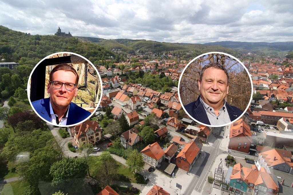 In der Stichwahl um das Amt als Wernigerodes Oberbürgermeister traten Tobias Kascha (SPD, links im Bild) und Ralf Schult (Buko) gegeneinander an.