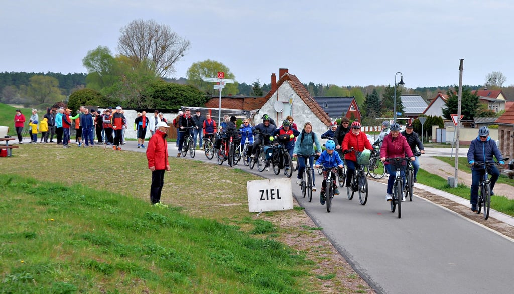 Der Start zur sportlichen Veranstaltung auf dem alten und neuen Deich zwischen Sandau und Wulkau.