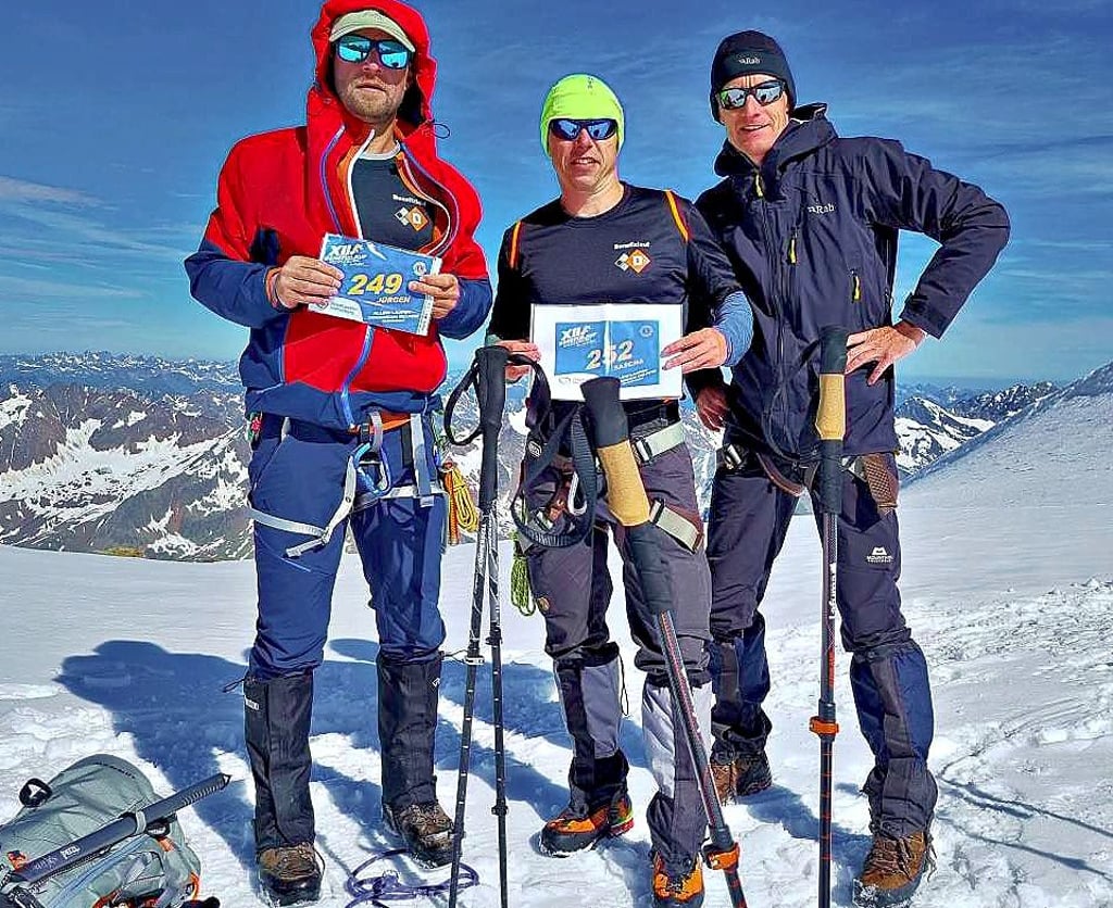Mit Jürgen Körner, Sascha Jänicke und Jörg Hoffmann (v. l.) zog es drei Teilnehmer des Benefizlaufs 2021 hoch hinaus. Sie bezwangen auf ihrer Dreitagestour unter anderem die Wildspitze im Ötztal.