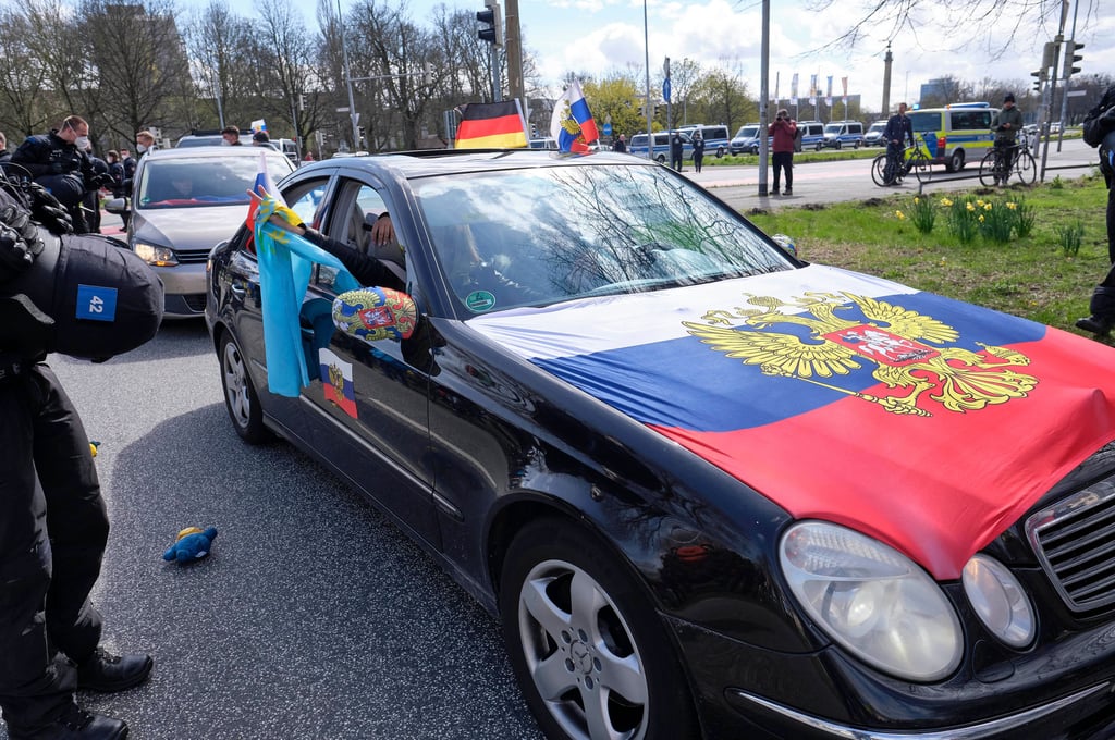 Pro-russischer Autokorso im niedersächsischen Hannover: In Sachsen-Anhalt gab es seit Kriegsbeginn laut Landeskriminalamt 16 pro-russische Versammlungen.