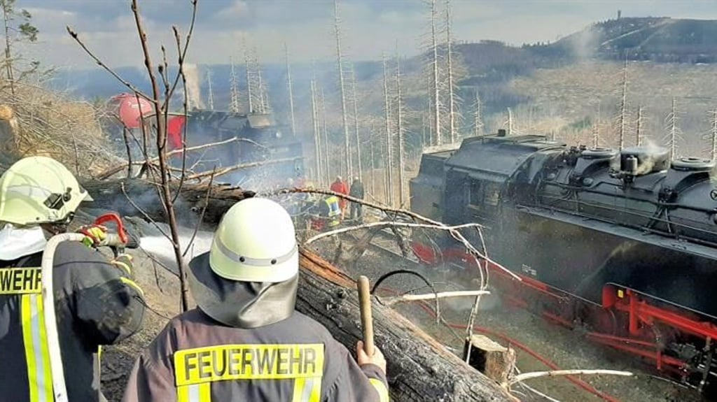 Ein Großbrand im Harz erschwerte den Kameraden der Feuerwehr durch die Hanglage die Arbeit.