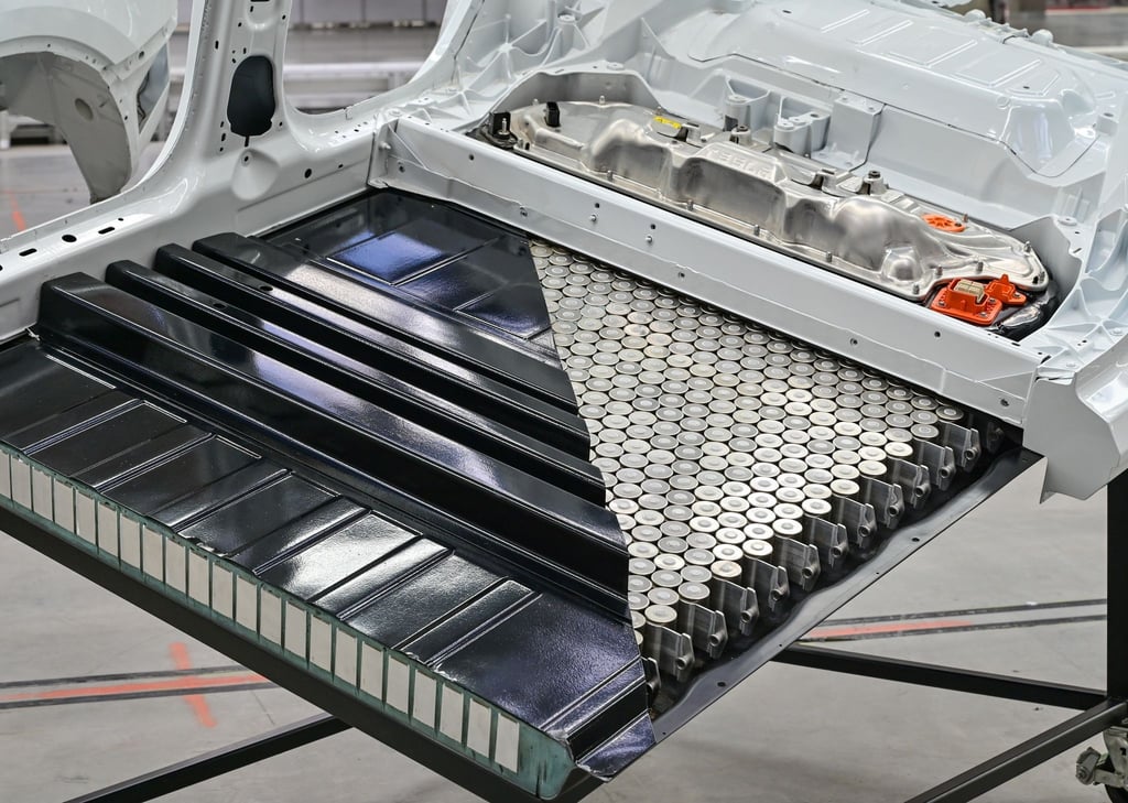 Ein Akku eines Teslas Model Y - Batterien für Elektroautos sollen künftig umweltverträglicher hergestellt werden.
