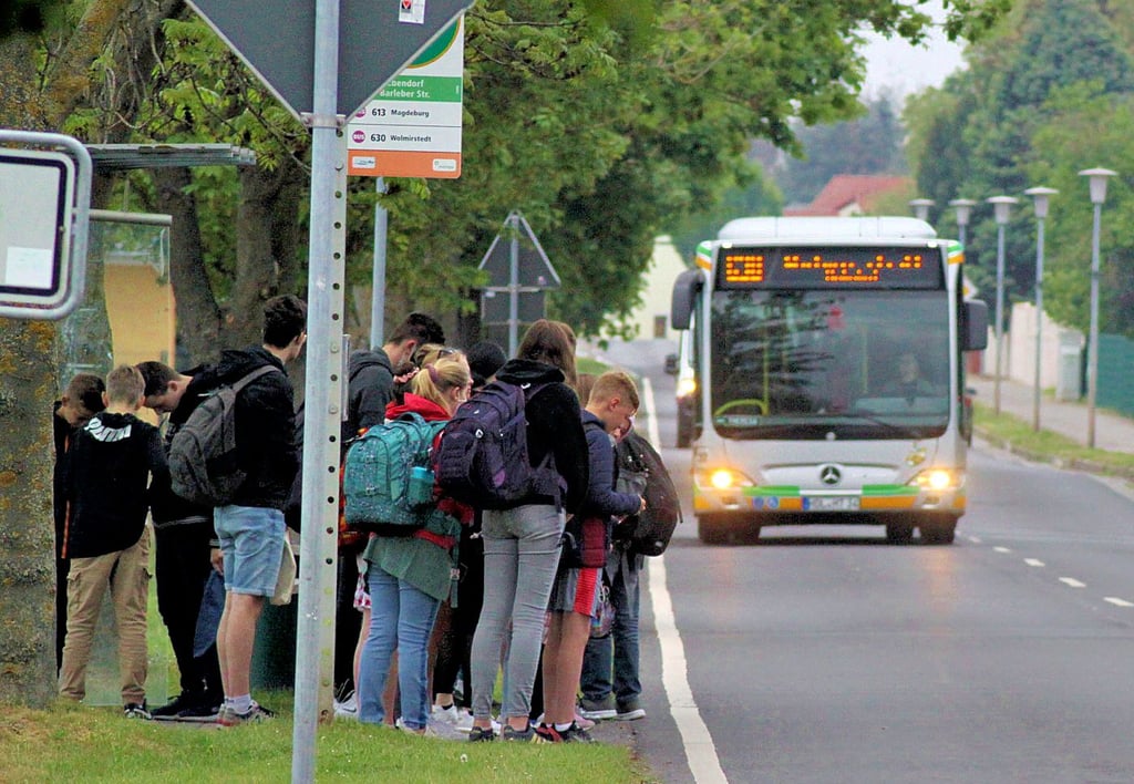 Jeden morgen stehen Dutzende Schüler dicht gedrängt an der Bushaltestelle in der Barleber Straße in Ebendorf. Weil die Wartefläche viel zu klein ist, kommt es immer wieder zu Gefahrensituationen.