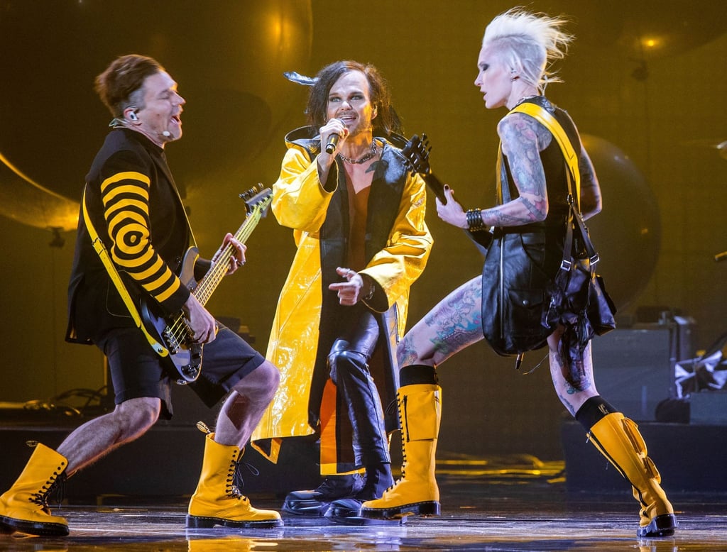 The Rasmus aus Finnland spielen ihren Titel „Jezebel“ bei einer Probe für den Eurovision Song Contest (ESC).