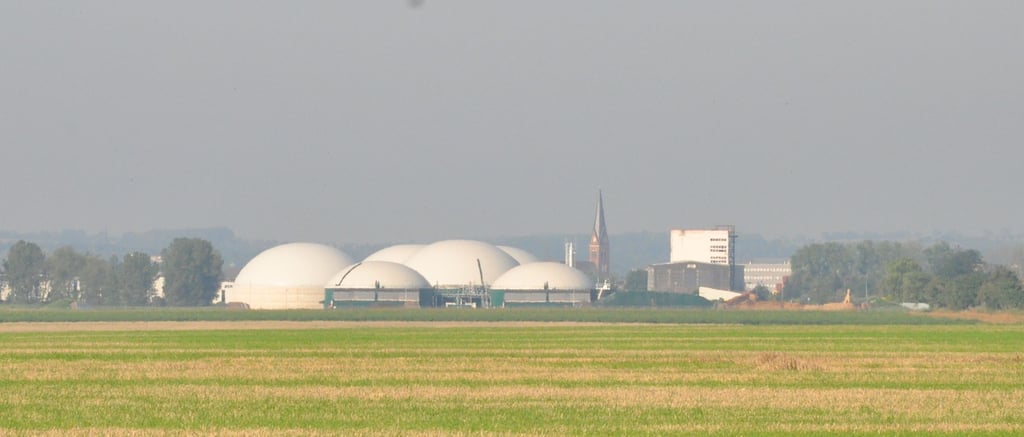 Sechs solcher Anlagen im Bereich der Erdgas Mittelsachsen GmbH wie hier in Staßfurt speisen im Sommer teilweise komplett das Netz des regionalen Versorgers mit Biomethangas.