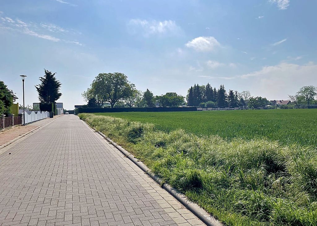Auf diese straßenbegleitende Freifläche in der Gartenstraße von Eggersdorf kommen bald vier bis fünf Grundstücke.