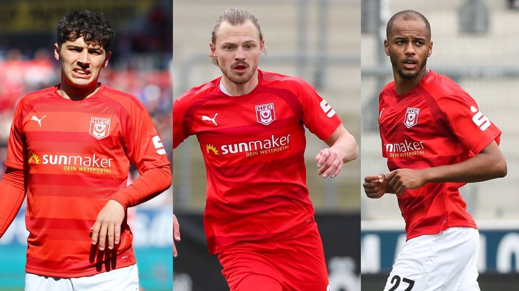 Joscha Wosz, Marcel Titsch Rivero und Louis Samson (v.l.n.r.) haben im HFC-Mittelfeld höchst unterschiedliche Leistungen gebracht.