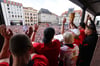 Jubel auf dem Rathausbalkon: RB Leipzig feiert mit seinen Fans.