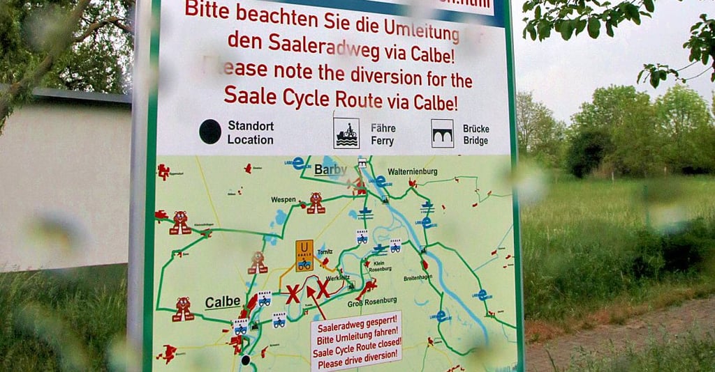 Darstellung des Verlaufs des Saaleradwegs in Tippelskirchen für die Nutzer des Saaleradweges.