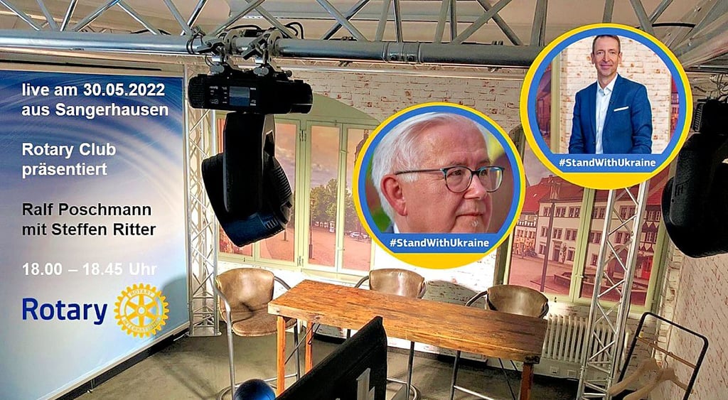 Rotarier Steffen Ritter interviewt am MOntag in der Online-Offline-Reihe Rotarier Ralf Poschmann. Es geht um die Ukrainehilfe.