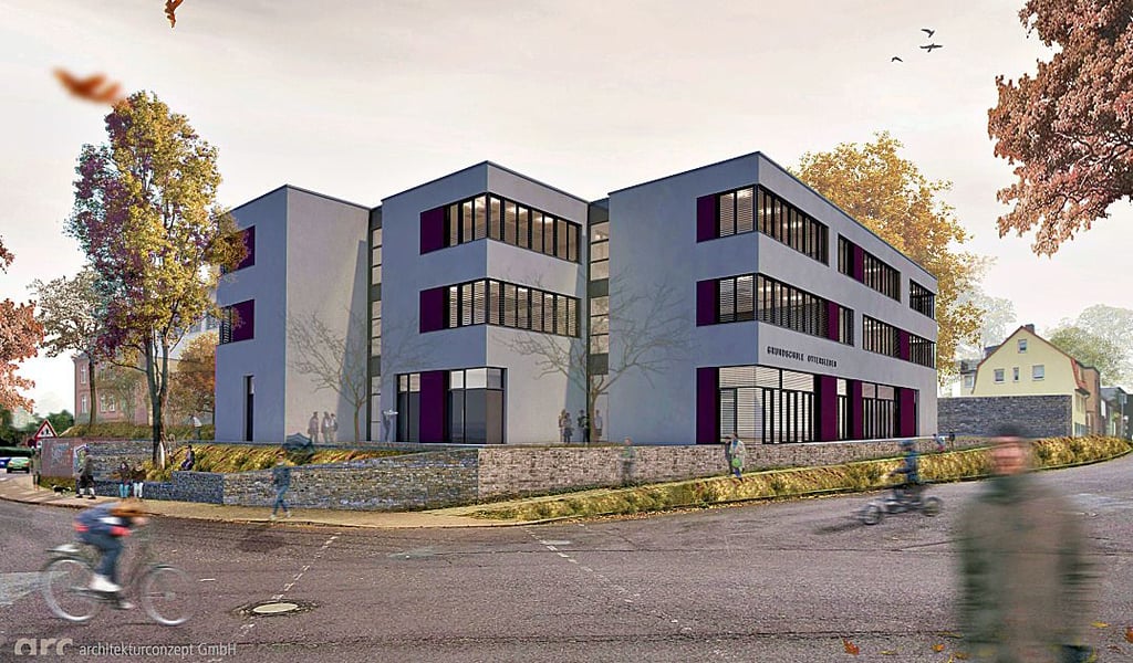 So soll der Grundschul-Anbau an der Ecke Richard-Dembny-Straße/Alt Benneckenbeck in Magdeburg-Ottersleben einmal aussehen.