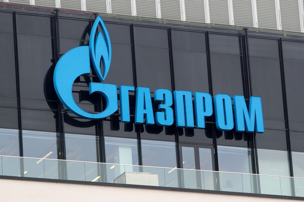 Das Gazprom-Logo an einer Niederlassung des russischen Staatskonzerns in St. Petersburg.
