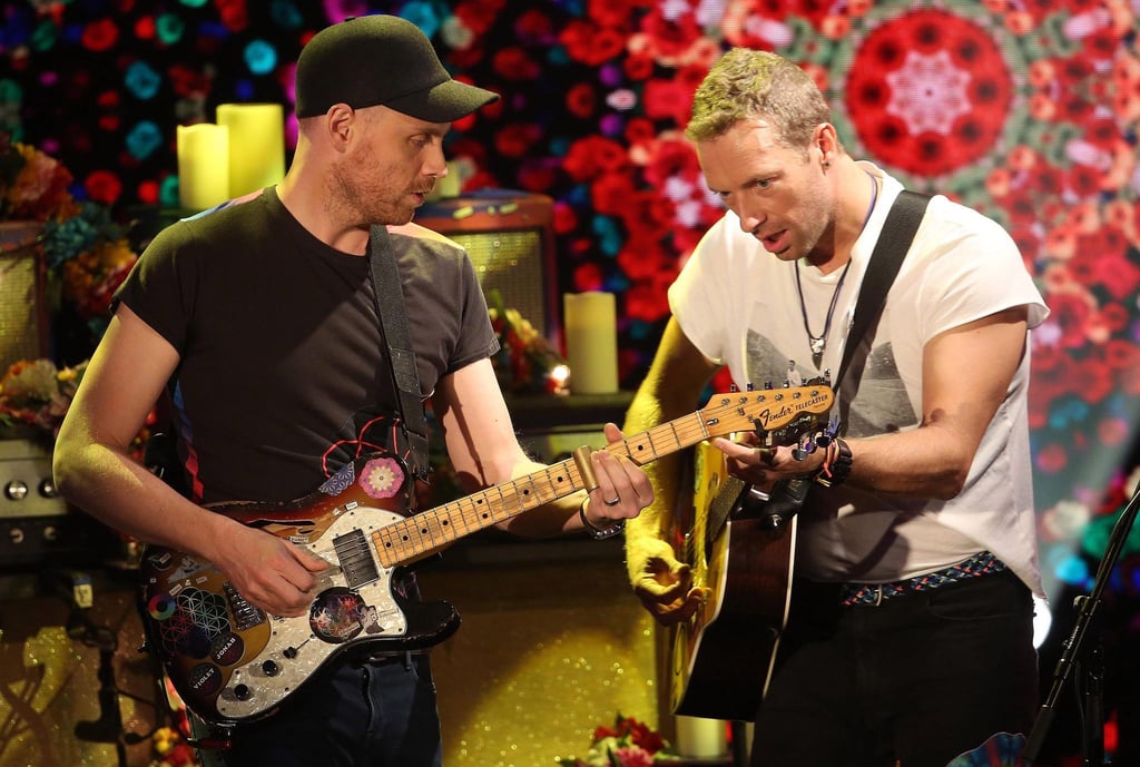 Sänger Chris Martin (r) und Leadgitarrist Jonny Buckland (l) von Coldplay.