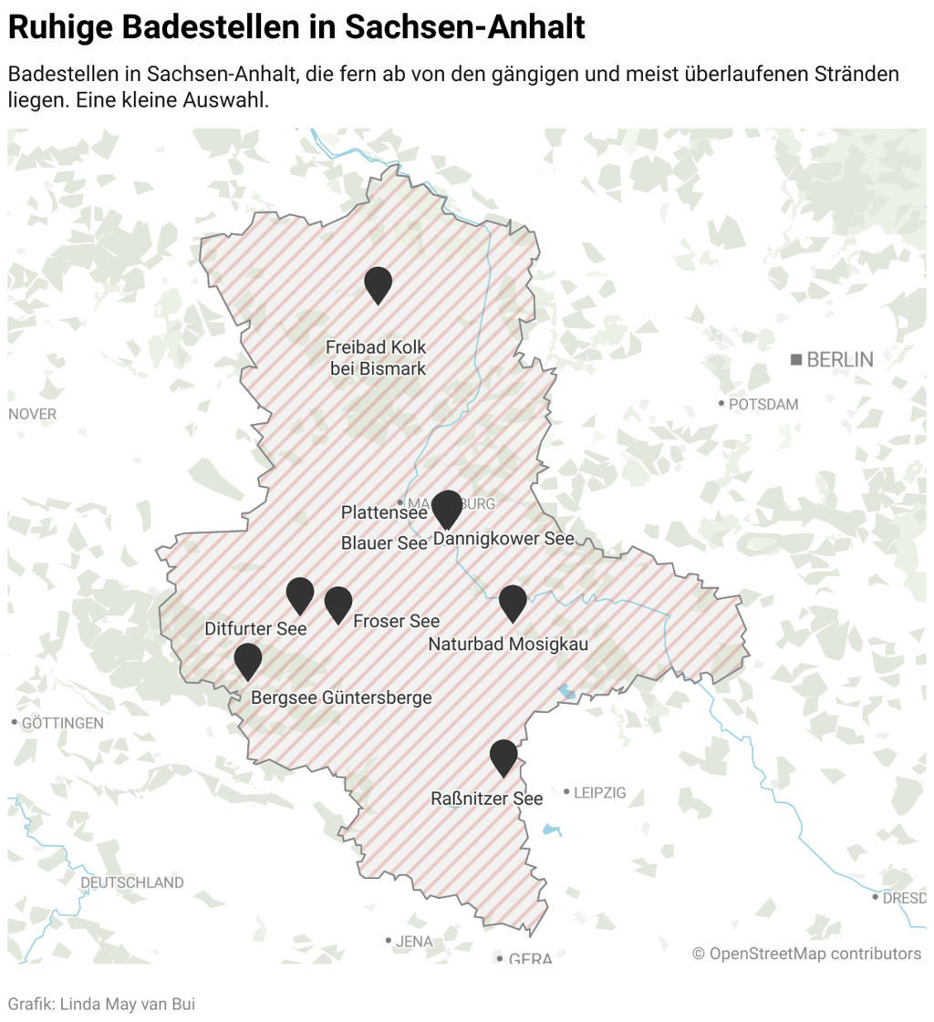 In Sachsen-Anhalt laden zahlreiche Badestellen zur Abkühlung ein. Wir haben ein paar Tipps zusammengestellt.