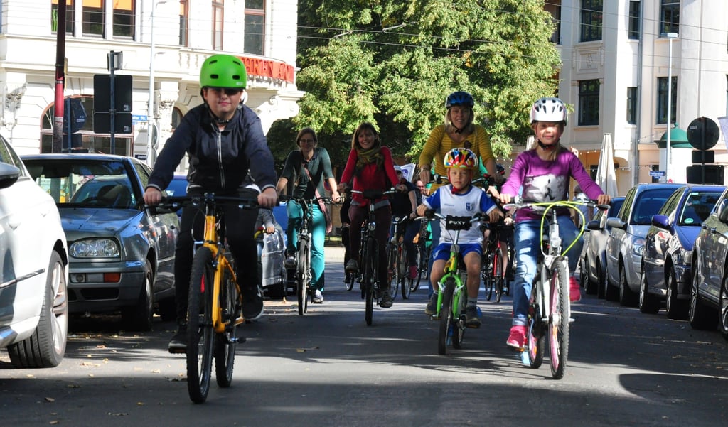 Hier haben Radfahrer Vorrang. Seit 2019 ist die Magdeburger Goethestraße als Fahrradstraße ausgewiesen, ein Pilotprojekt.