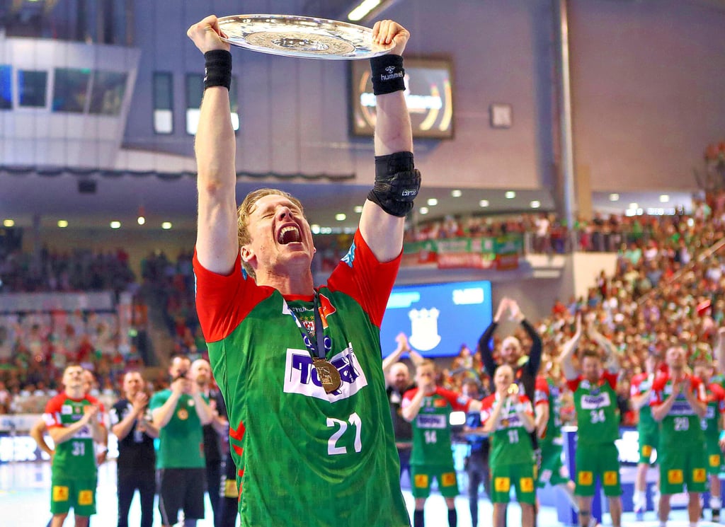 Magnus Gullerud lässt seine Emotionen heraus. Dier Gewinn der deutschen Meisterschaft ist das Highlight seiner zwei SCM-Jahre.
