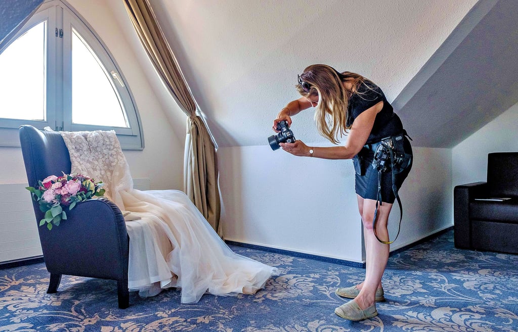 Beim Titelbildshooting für die „Hochzeitsträume Sachsen-Anhalt 2023“ im Wittenberger Lutherhotel.