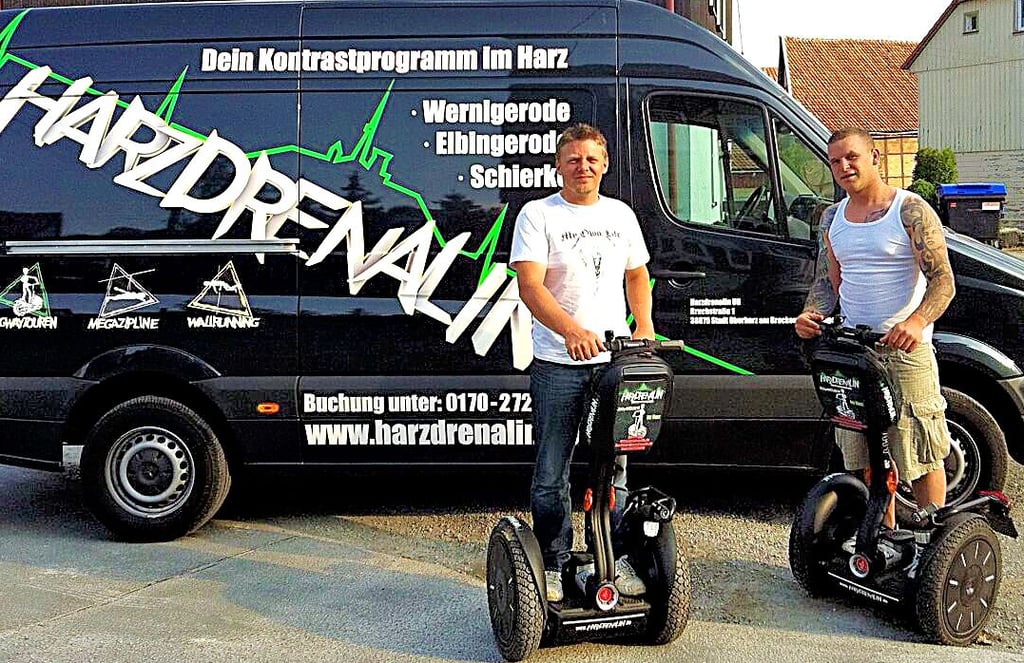 2011 gründeten Maik (links) und Stefan Berke ihre Firma Harzdrenalin und boten Touren mit Segway-Rollern an.