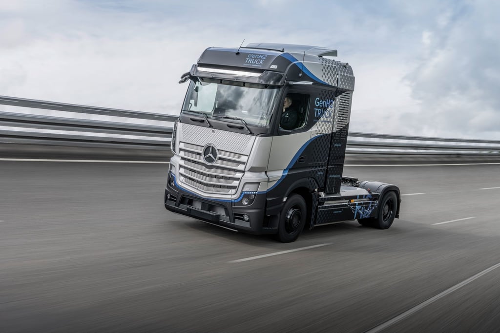 Ein GenH2 Truck der Firma Daimler Truck. Lastwagenhersteller stehen unter Druck, sich langfristig vom Verbrennermotor zu verabschieden.