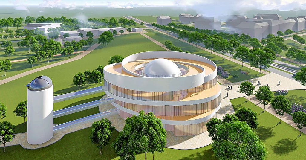 So soll das neue Astronomische Zentrum „Cupola" (italienisch, übersetzt: Kuppel) auf dem nördlichen Teil des Kleinen Cracauer Angers in Magdeburg aussehen.