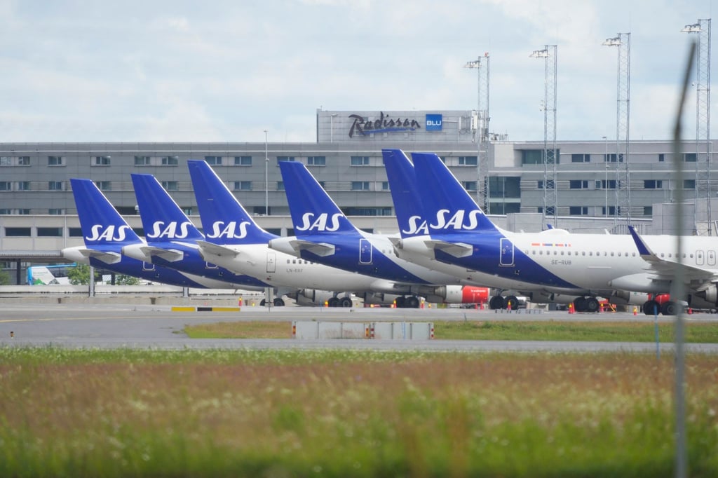 SAS-Flugzeuge auf dem Osloer Flughafen Gardermoen.