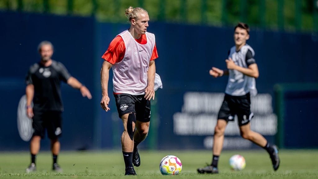 Kraftpaket: Xaver Schlager bei seinem ersten Training mit RB Leipzig.