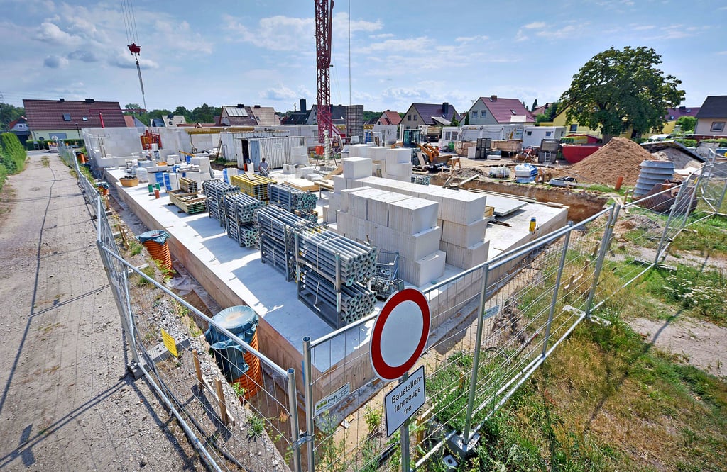 Kita-Baustelle auf dem Markeschen Platz in Raguhn