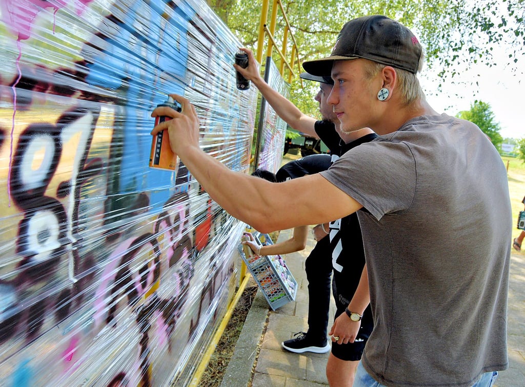 Yannik war einer der Teilnehmer des Graffiti-Workshops auf dem Gelände des Sternentors in Hohenmölsen.
