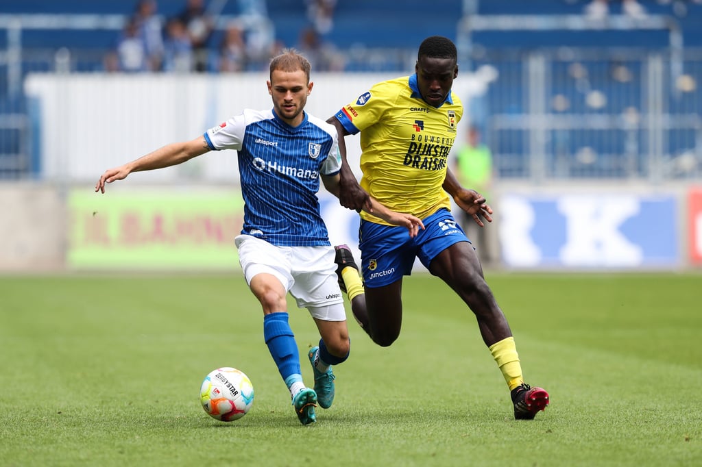 Leonardo Scienza (l.) glänzte mit zwei Toren für den FCM.
