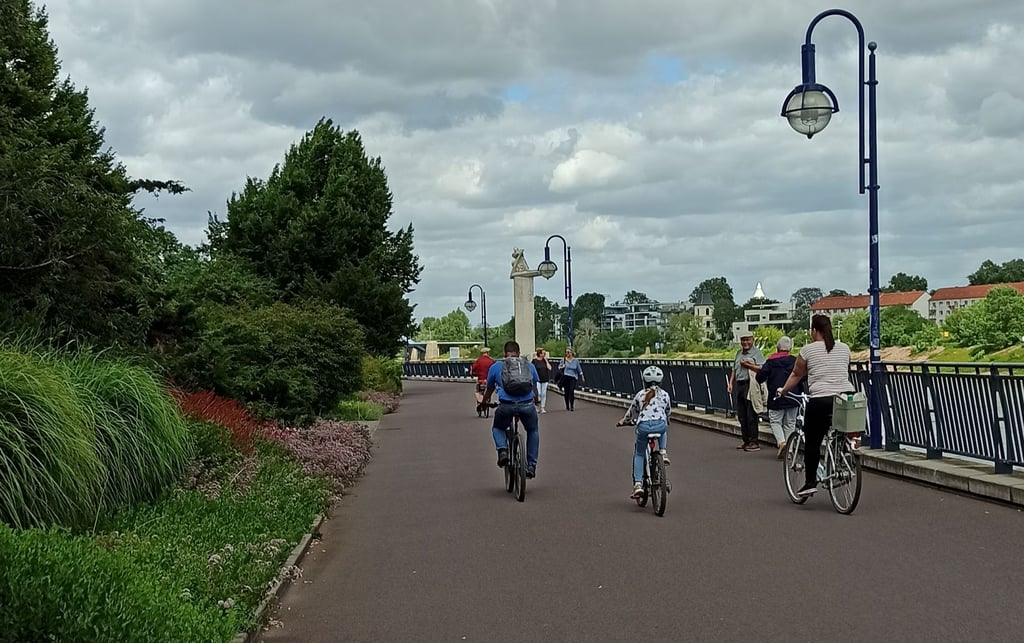 Trotz Fahrrad-Verbot: Auf der Elbpromenade zwischen der Strombrücke und dem Petriförder waren trotzdem noch viele Radfahrer unterwegs.