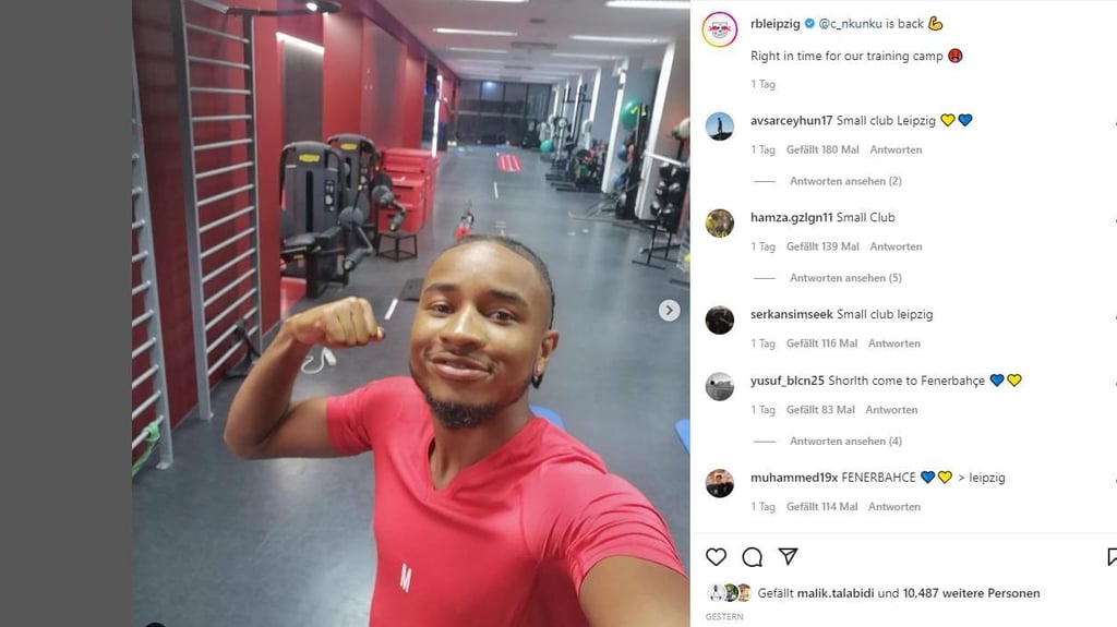 Eine Meldung über Christopher Nkunku auf dem Instagram-Kanal von RB Leipzig.