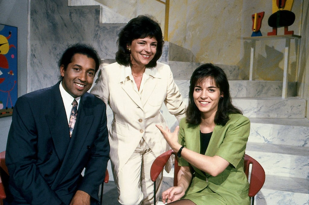 Cherno Jobatey (l-r), Carola Wedel und Maybrit Illner waren 1992 die Moderatoren des ZDF-Morgenmagzins.