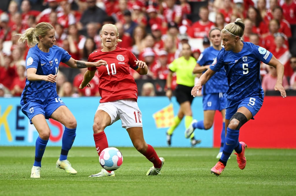 Pernille Harder (M) erzielte Dänemarks Siegtreffer gegen Finnland.
