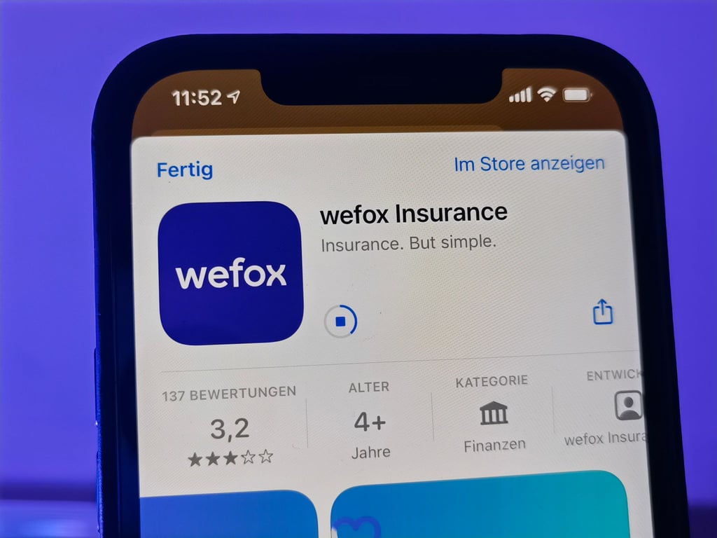 Die Anwendung von Wefox auf einem iPhone.