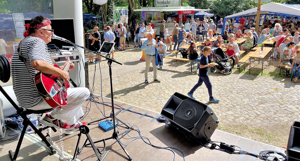 Papa Frank sorgte mit seinen Coversongs für Unterhaltung beim Steinhafenfest in Pretzien.