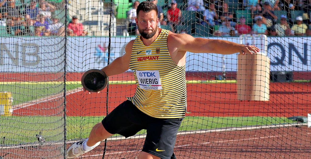 Martin Wierig brachte den ausgeliehenen Diskus bei der WM nur auf 62,28 Meter und schied aus.