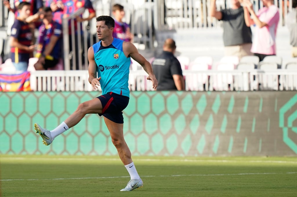 Kam gegen den FC Miami nicht zum Einsatz: Barcelona-Neuzugang Robert Lewandowski.