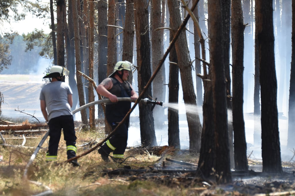 Bei sengender Hitze mussten die Feuerwehrleute in den Einsatz,