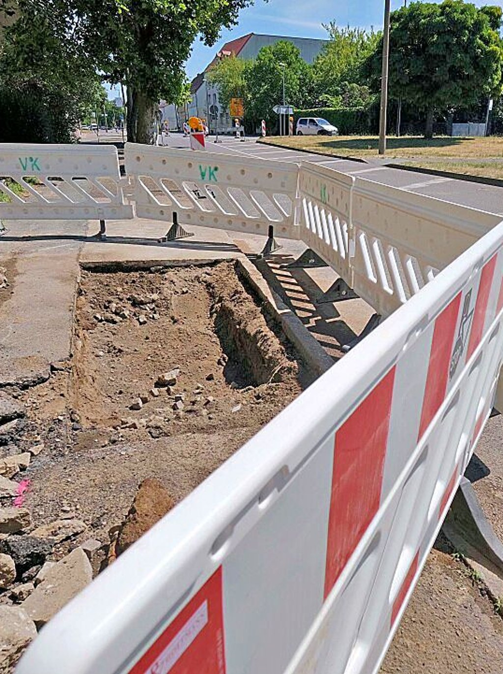 Für die Reparatur wurde die Straße gesperrt.