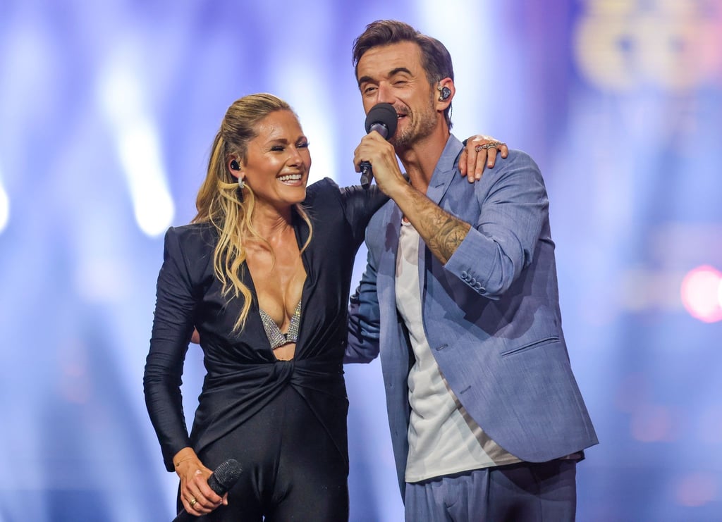Helene Fischer steht mit ihrem Ex-Freund und Moderator Florian Silbereisen auf der Bühne in Leipzig.